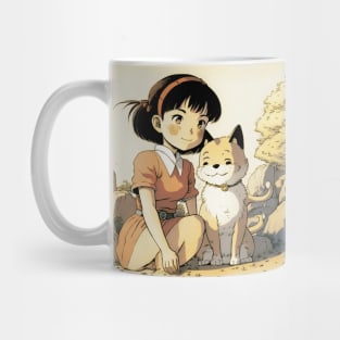 Girl & Shiba Inu's Endearing Bond Mug